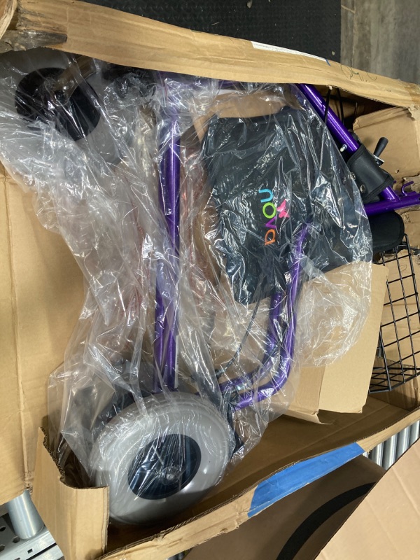 Photo 2 of ***OUTSIDE PACKAGE DAMAGED/PRODUCT BRAND NEW*** NOVA Traveler 3 Wheel Rollator Walker, All Terrain 8” Wheels, Includes Bag, Basket and Tray, Purple