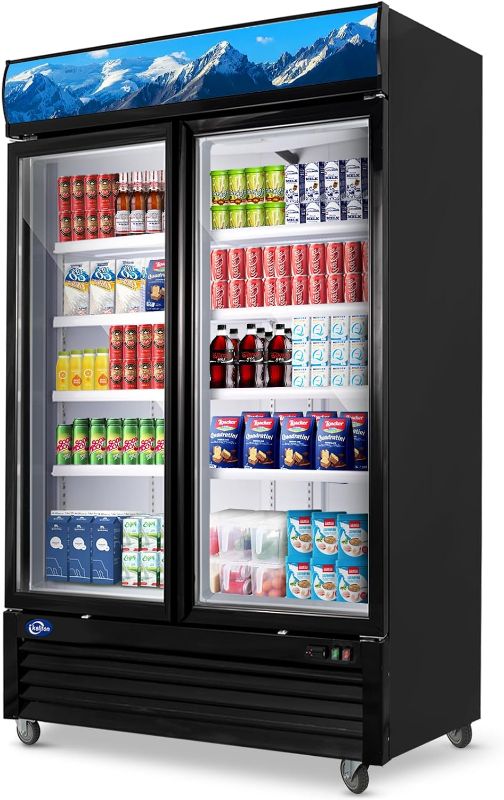 Photo 1 of ***COOLER ONLY/SHELL*** kalifon Commercial Glass 2 Door Display Refrigerator 49 Cu.Ft Beverage Cooler Merchandiser Upright with LED Light for Home Restaurant Grocery Stores