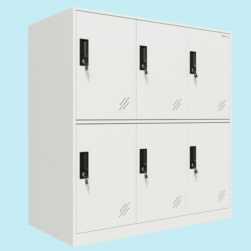 Photo 1 of Digital Lock Metal Locker Organizer with Padlock and Shelf Small Size for Kids and Gym (6D, Full White)