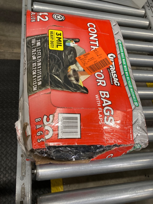 Photo 2 of ***PACKAGE DAMAGED*** Ultrasac Heavy Duty Contractor Bags (VALUE 50 PACK/w TIES), 42 Gallon, 32.75" X 47" - 3 MIL Thick Large Black Industrial Garbage Trashbags for Construction and Commercial use Black 42 Gal, 3 Mil, 50 Count