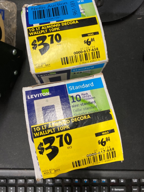 Photo 3 of ***2 BOXES OF 10*** Leviton 80401-TMP 1-Gang, Decora/GFCI Device Wallplate, Standard Size, Thermoset, Device Mount, 10-Pack, Light Almond 1 Gang Light Almond