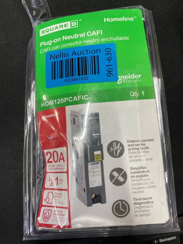 Photo 3 of ***OPENED PACKAGE*** Square D - HOM120PCAFIC Homeline Circuit Breaker, 20-Amp, 120V, 1-Pole CAFCI , Plug-On Neutral