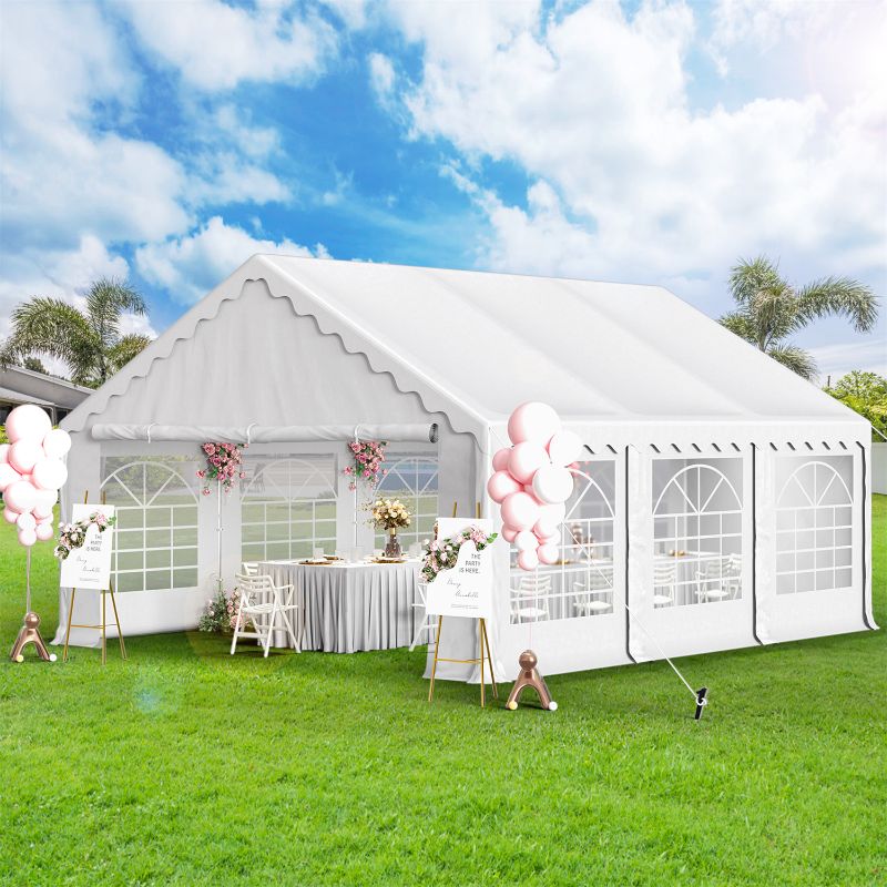 Photo 1 of  Studio 16' X 20' Outdoor Party Tent Heavy Duty Event Canopy Tents with 6 Removable Sidewalls White