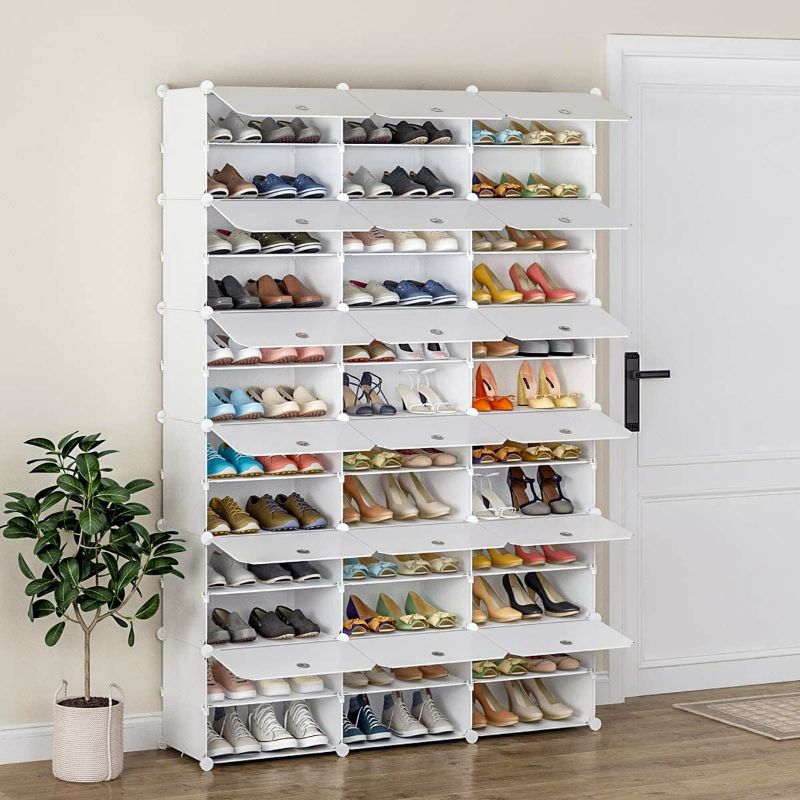 Photo 1 of Ktaxon 36 Cubes 72 Pairs 12 Tiers Portable Shoe Rack, Storage Cabinet for Entryway Hallway, White