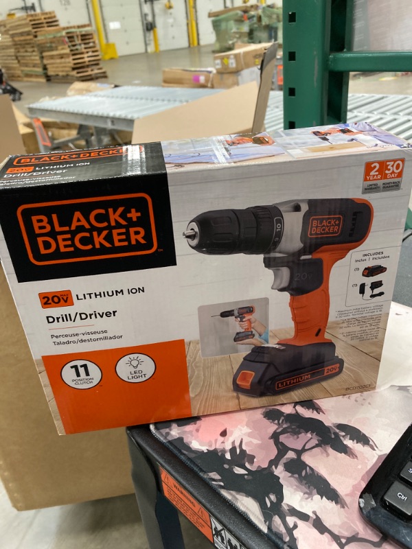 Photo 2 of Black & Decker BCD702C1AEV 20V Max Brushed Lithium-Ion Cordless Drill Driver Kit (1.5 Ah)