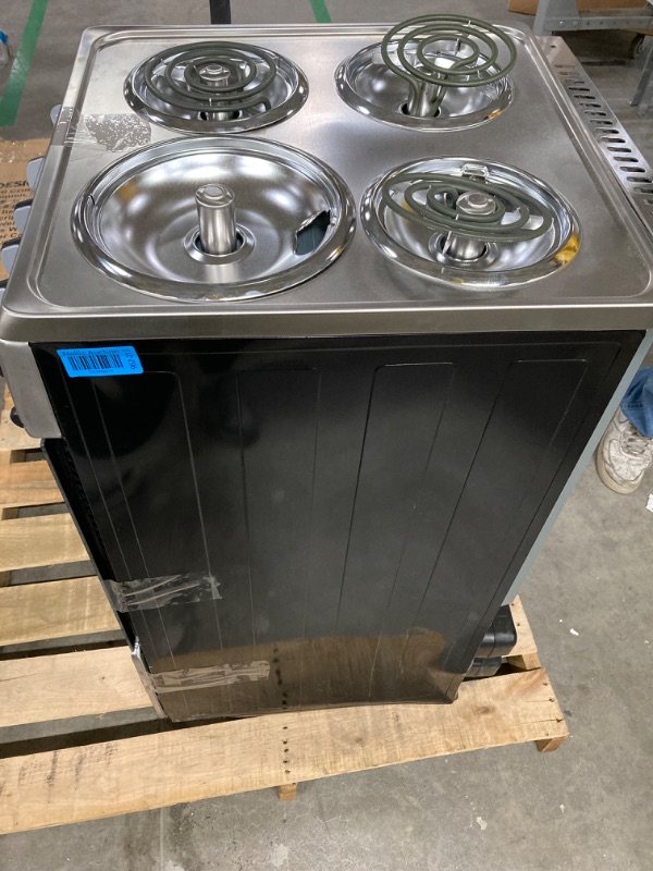 Photo 1 of ***SEE PHOTOS DAMAGES*** Avanti 24 in. 2.6 cu. ft. Oven Freestanding Electric Range with 4 Coil Burners - Stainless Steel