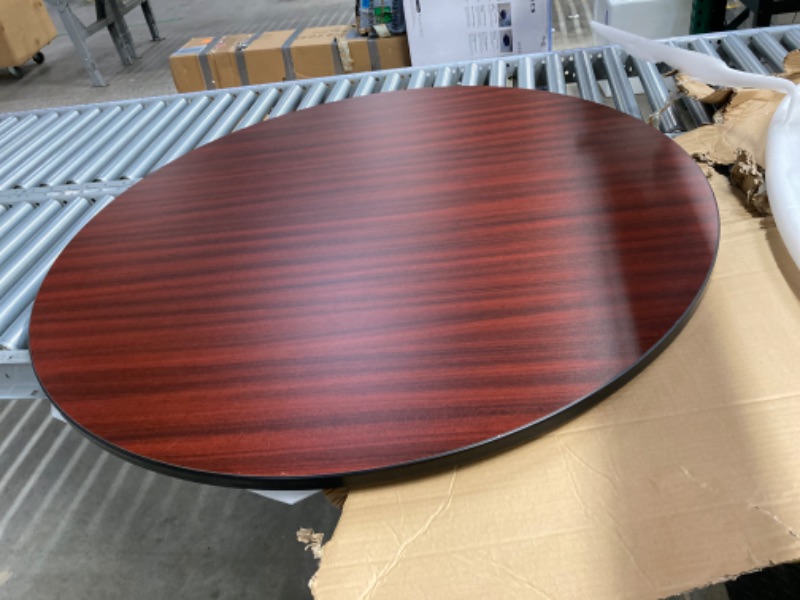 Photo 2 of ***MISSING LEGS*** Kee 48" Round Breakroom Table- Mahogany/ Black Mahogany Top, Black Legs 48-inch