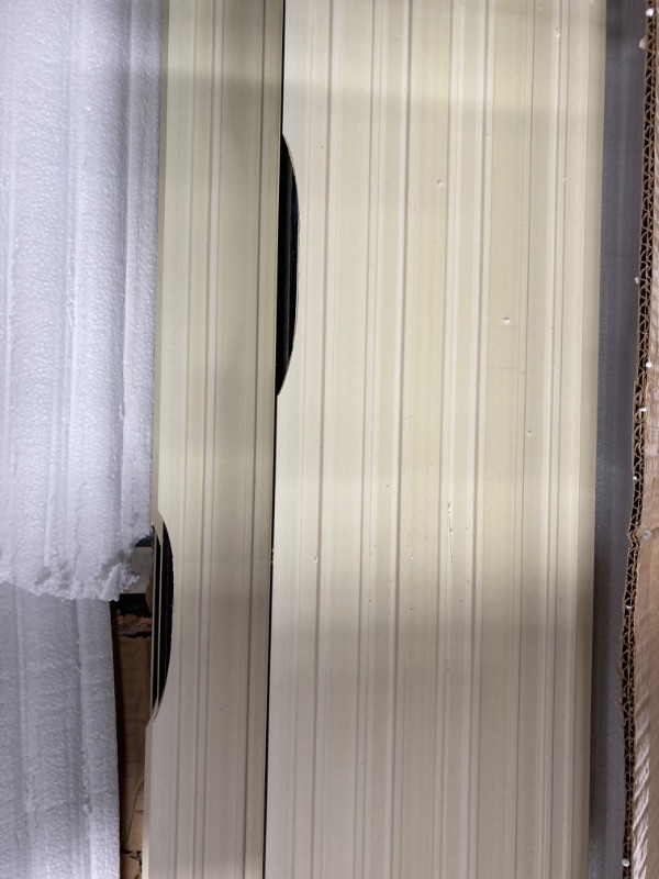 Photo 2 of ***SEE PHTOTOS FOR DAMAGES*** 6-Pack Slat Wall Panel with 2 Trims Wood Grain Slat Wall 96" x 6.2" WPC Slats 3D Wall Panels CREAM COLOR - BEIGE Grille