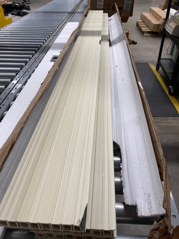 Photo 1 of ***SEE PHTOTOS FOR DAMAGES*** 6-Pack Slat Wall Panel with 2 Trims Wood Grain Slat Wall 96" x 6.2" WPC Slats 3D Wall Panels CREAM COLOR - BEIGE Grille