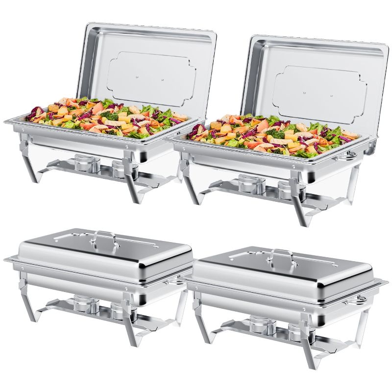 Photo 1 of Chafing Dish Buffet Set 4 Pack, TINANA 8QT Stainless Steel Chafing Dishes for Buffet, Chafers and Buffet Warmers Sets for Parties, Events, Wedding, Camping, Dinner