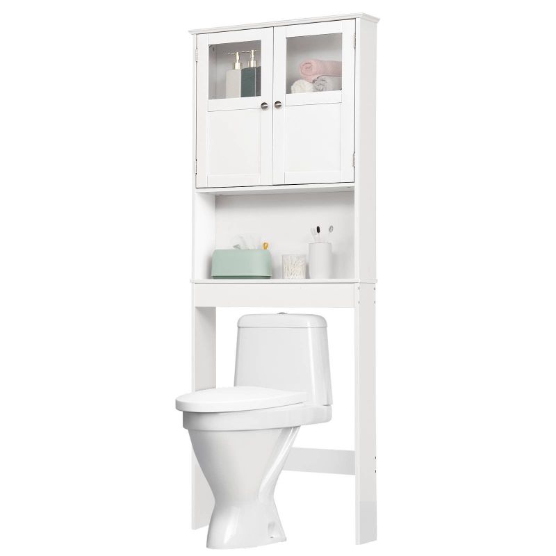 Photo 1 of Ktaxon Over the Toilet Bathroom Storage Cabinet Space Saver with 2 Doors and 3 Storage Shelves, White Finish