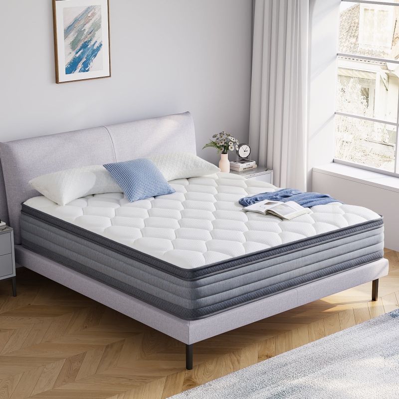 Photo 1 of Queen Size Mattress, Madinog 12" Gel Memory Foam Individually Pocket Innerspring Mattress, Full