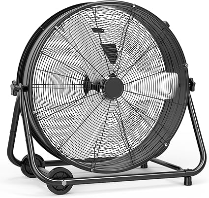 Photo 1 of 24 Inch Industrial Drum Fan, 5700 CFM High Velocity Floor Fan, 3 Speed Heavy Duty Metal Air Circulator Fan, 360° Tilt with Casters Handle, Ideal for Patios, Warehouse, Commercial, Basement