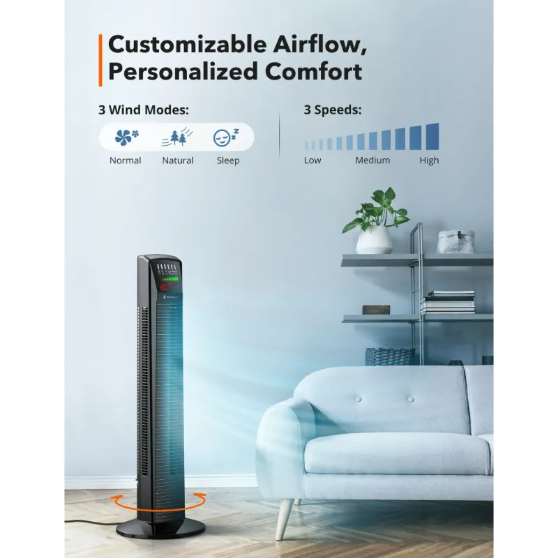 Photo 1 of 
Tower Fan, TaoTronics 36" Bladeless Fan, 65° Oscillating Cooling Fan with Remote, LED Display 12H Timer Standing Floor Fan for Bedroom