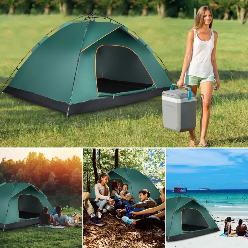 Photo 1 of 4 Person Camping Tent, GVDV Instant Easy Pop up Tents for Camping Family, 110" x 87" x 51",