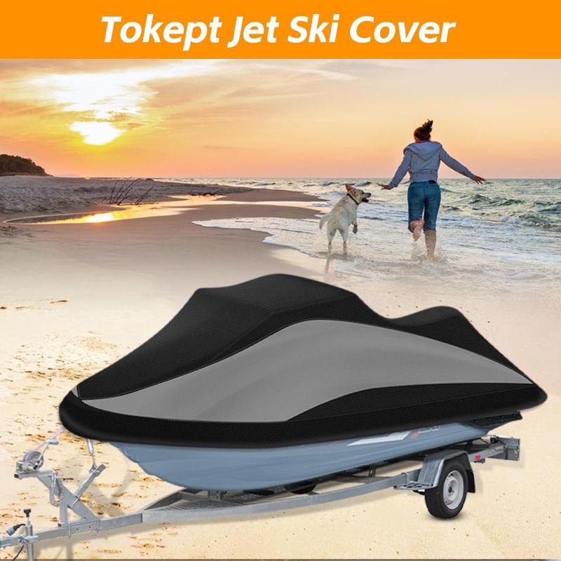 Photo 1 of 420x300CM 420D Universal Jet Ski Trailerable Cover Protector Waterproof Motorboat Cover Fit for Yamaha Seadoo Sea Doo (Color : Black)