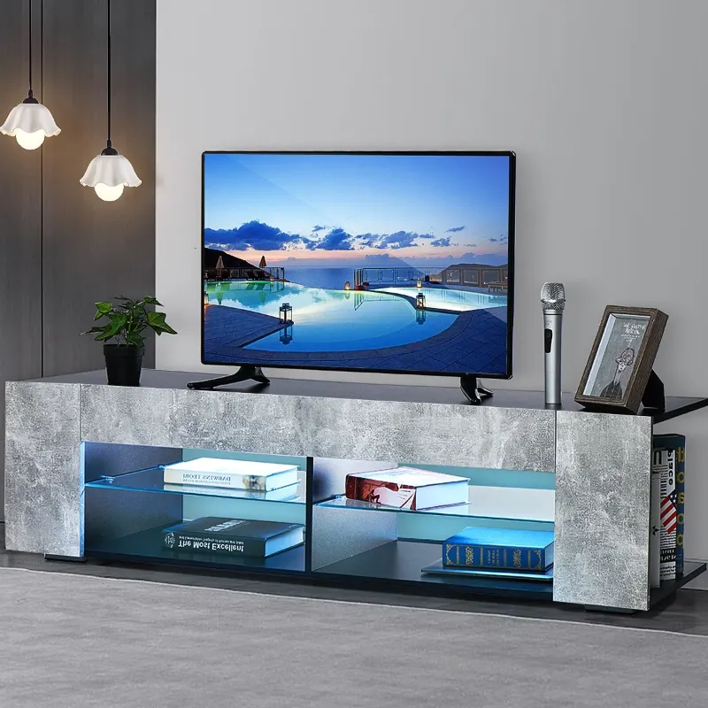 Photo 1 of Hommpa LED TV Stand TV Cabinet for TVs up to 65" with Side Bookshelf and 4 Open Shelves Modern Television Media Console Entertainment Center
