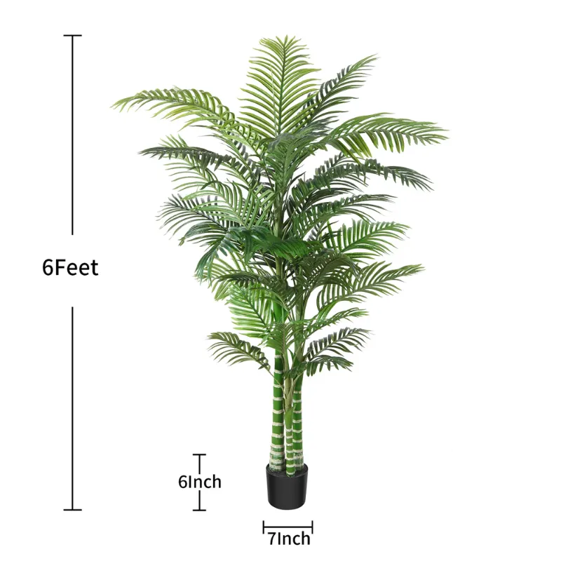 Photo 1 of 1 Pack Artificial Golden Cane Palm Plants 6 Feet Fake Tree for Home Decor Indoor Outdoor Faux Areca Palm Tree in Pot for Home Office Perfect Housewarming Gift,Set of 2
