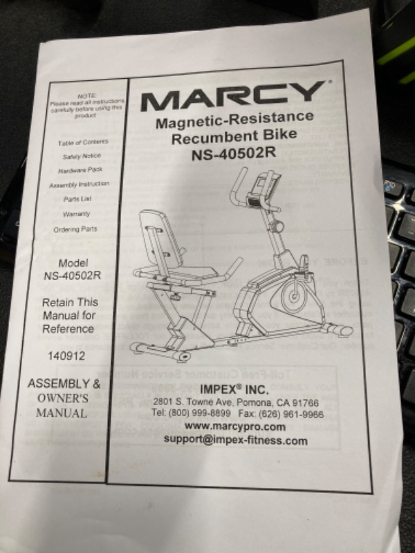 Photo 2 of Marcy Magnetic Recumbent Exercise Bike with 8 Resistance Levels