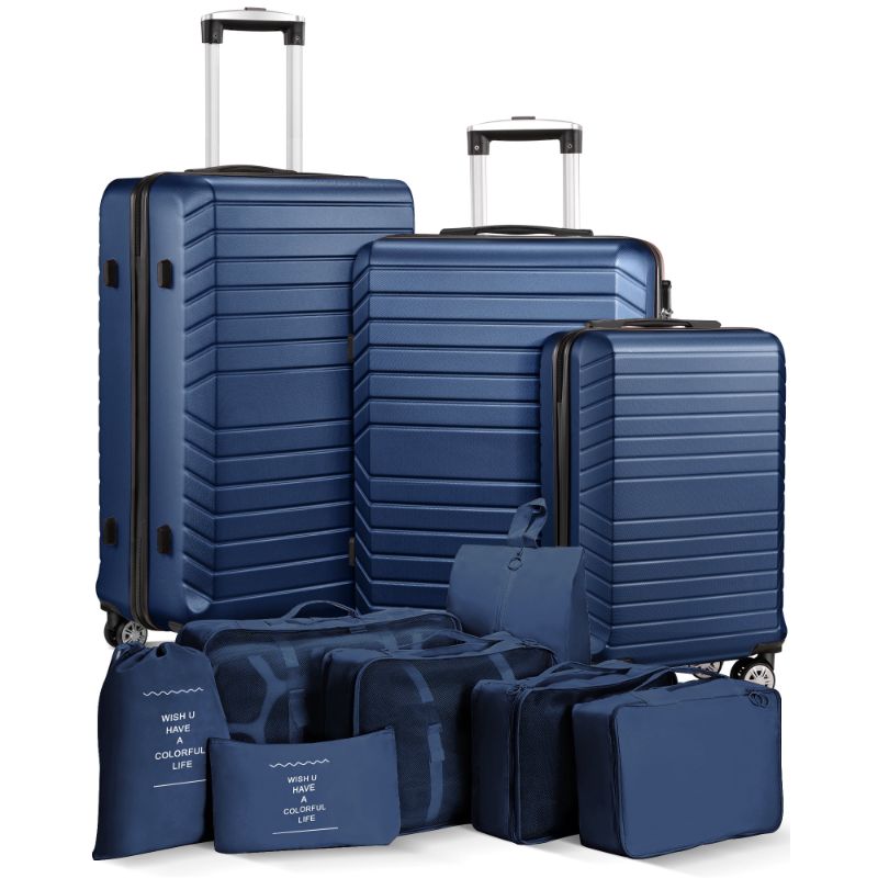 Photo 1 of 3 Piece Luggage Sets Travel Suitcase Set with 7PCS Organizer Bags, Navy
