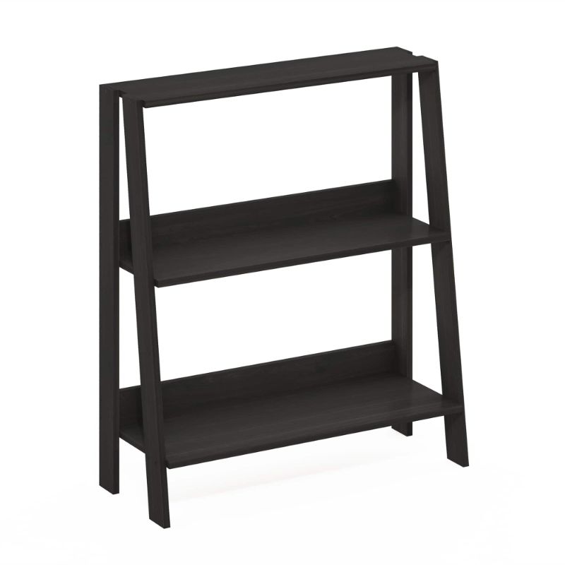 Photo 1 of 26.97 in. Tall Espresso Wood 3-Shelf Ladder Bookcase