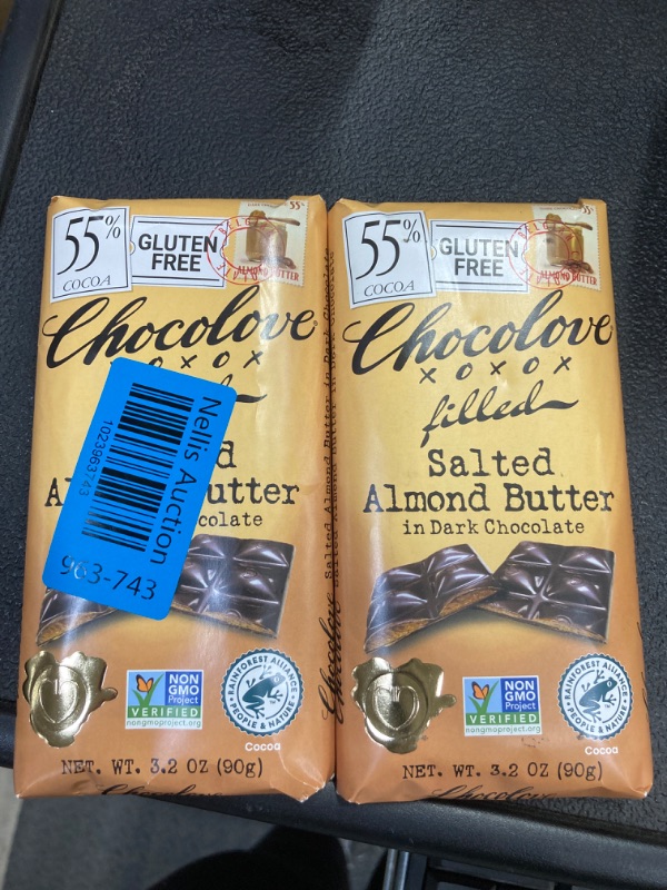 Photo 1 of Chocolove Xoxox 1815448 3.2 Oz Salted Almond Butter Dark Chocolate Bar - All