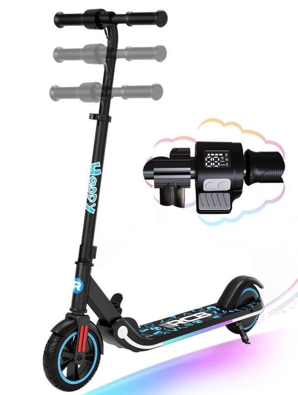 Photo 1 of RCB Electric Scooter for Kids Ages 6-12, 200w, up to 10 Mph, Colorful Rainbow Light, Adjustable Speed &Height,Black