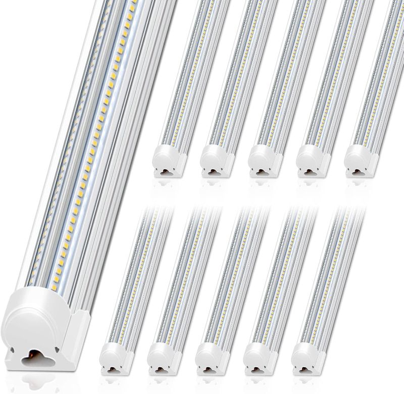 Photo 1 of Limited-time deal: Barrina  LED Shop Lights Fixture, T8 72W 9000lm 5000K, Daylight White, Clear Cover, V Shape,Tube Light, Hight Output, Bulbs for Garage, Warehouse, Plug and Play, 6 Packs https://a.co/d/b6xUnBI