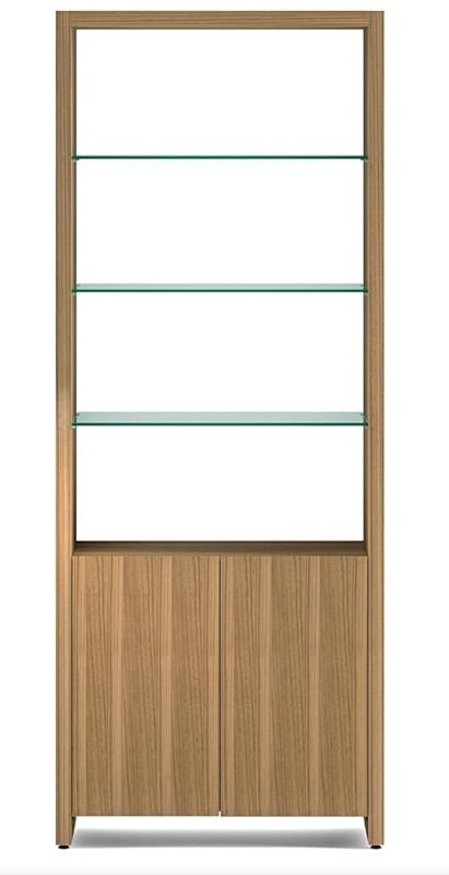 Photo 1 of ***SEE NOTES***BDI Furniture Linea Shelf 5802-83.75" x 33'' Leaning Shelf for Living Room, Family Room or Office with 5 Polished Tempered Glass Shelves, Natural Walnut