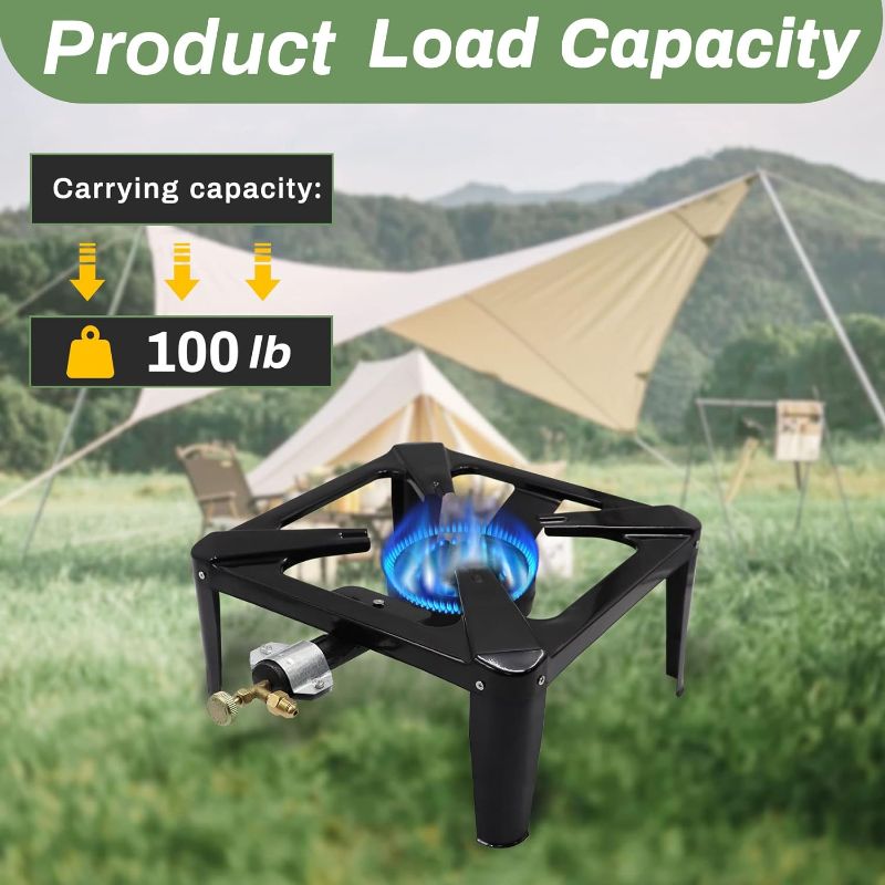 Photo 1 of Camping Stove, GVDV High Pressure Single Propane Burner with Adjustable 0-20PSI Regulator Hose for Camp Patio RV Cooking Outdoor