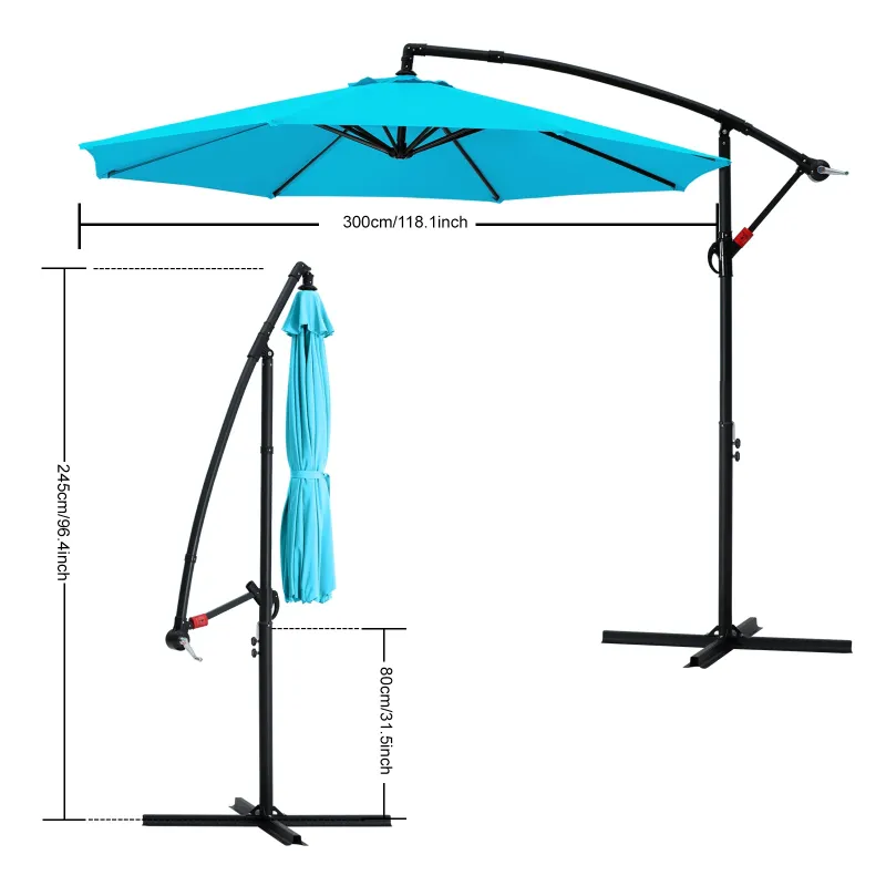 Photo 1 of ABCCANOPY 10 FT Patio Umbrellas with Crank & Cross Base for Garden, Backyard, Pool and Beach, 12+ Colors(Turquoise)