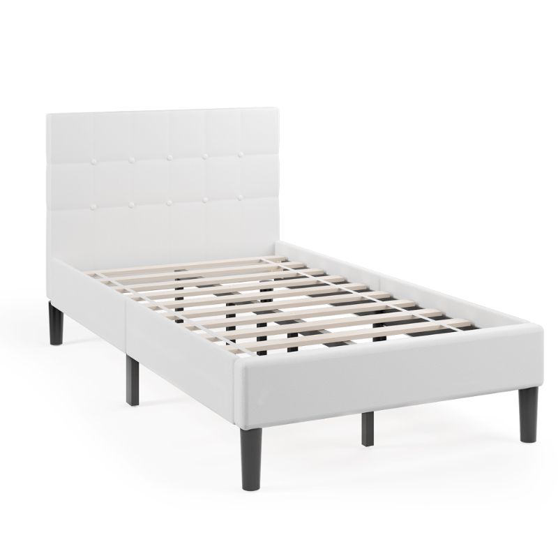 Photo 1 of Costway queen Upholstered Bed Frame Diamond Stitched Headboard Wood Slat Support