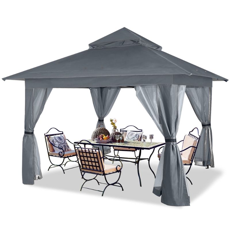 Photo 1 of ABCCANOPY 13'x13' Gazebo Tent Outdoor Pop up Gazebo Canopy Shelter with Mosquito Netting, Gray