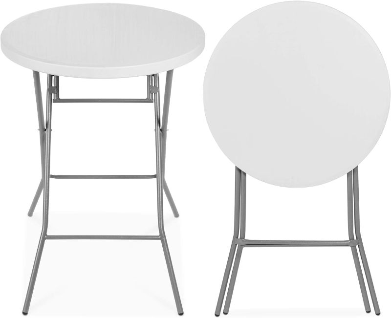 Photo 1 of ***((2Pack Table))***Best Choice Products 32in Bar Height Folding Table, Round Indoor Outdoor Accessory for Patio, Backyard, Dining Room, Events w/Thick Table Top, Metal Frame, Locking Legs, 330lb Weight Capacity - White
