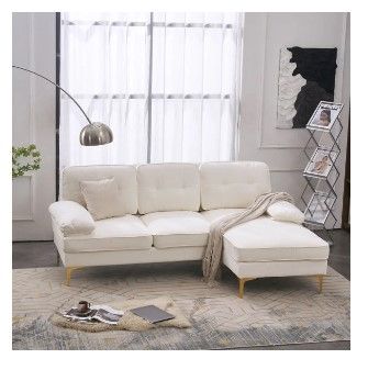 Photo 1 of ***see notes***Convertible Modular Sofa Beige Sectional Sofa, L-Shaped Sofa Three Seat, Cream Couch for Living Room with Ottoman, Couch with Reversible Chaise Longue, Modern Tufted Fabric Sofa Living Room Sofa,Beige