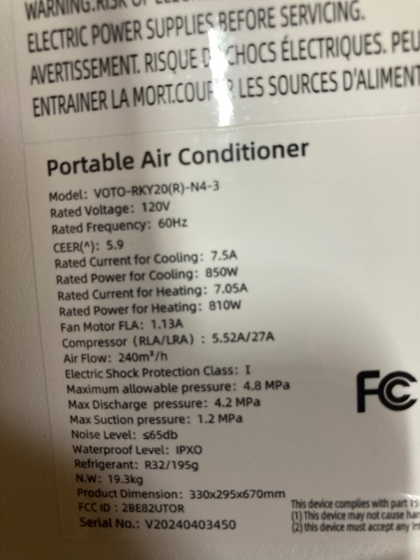 Photo 3 of 12,000 BTU Portable Air Conditioner Cools Up to 500 Sq.Ft, 3-IN-1 Energy Efficient Portable AC Unit with Remote Control & Installation Kits for Large Room, Campervan, Office, Temporary Space