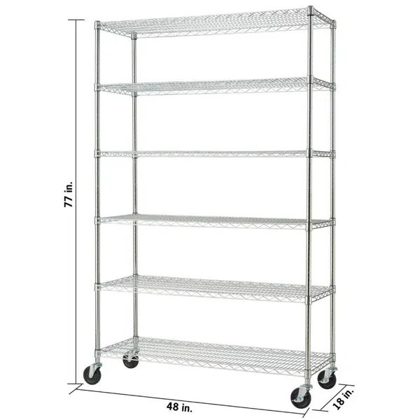 Photo 1 of 48" W x 18" D x 77" H 6 Tier Wire Shelving with Wheels