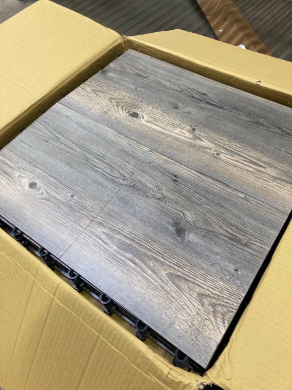 Photo 2 of IncStores 3/8" Thick Snap Together Dance Flooring Tiles | 12”x12” Printed Vinyl Dance Floor Tiles for Practice & Performance | Barnwood | 52 Tile Pack Barnwood 52 - 12"x12" Tiles