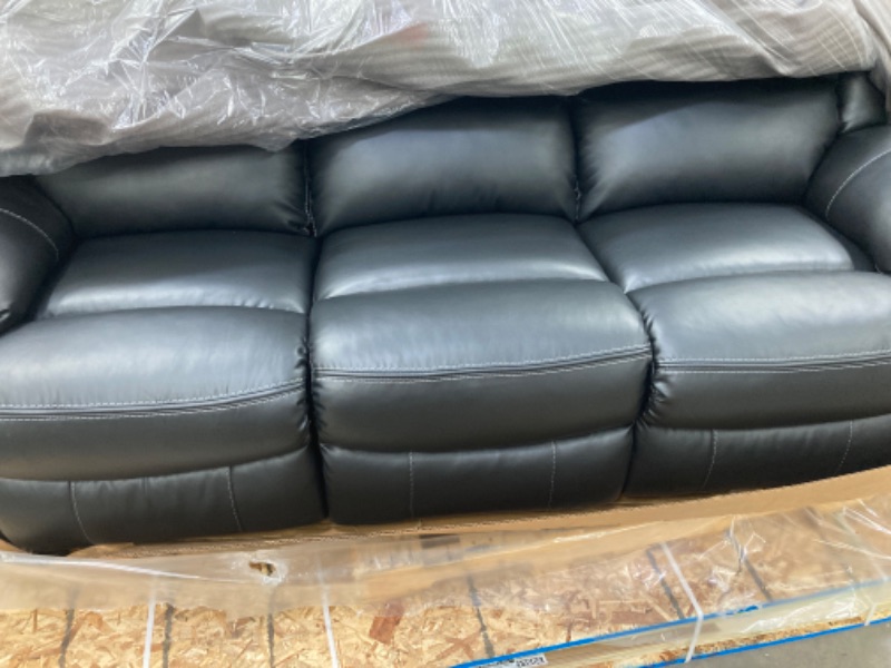 Photo 1 of BLACK LEATHER COUCH (NEW)