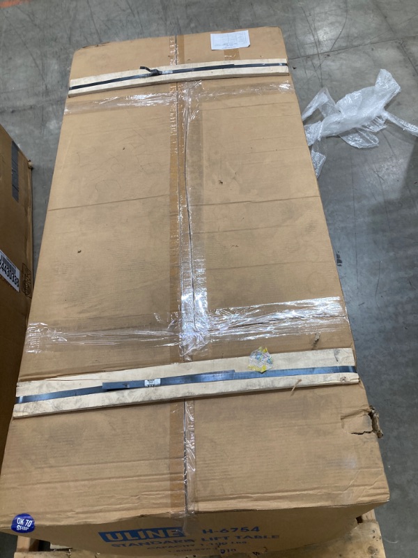 Photo 1 of H-6754 Uline Manual Lift Table - Standard, 1,100 lb, 63 x 31 1?2"