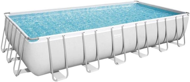 Photo 1 of Bestway Power Steel 24' x 12' x 52" Rectangular Metal Frame Above Ground Swimming Pool Set with 2500 GPH Filter Pump, Ladder, and Pool Cover
