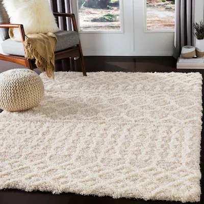 Photo 1 of 12 X 15 Ft. Urban Shag Machine Woven Rectangle Rug - Cream & Beige ***DAMAGED SEE NOTES 