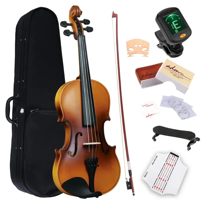 Photo 1 of ADM Violin 3/4 Full Size, Adults Violin Beginner Set with Fingerboard Sticker, Shoulder Rest and Tuner