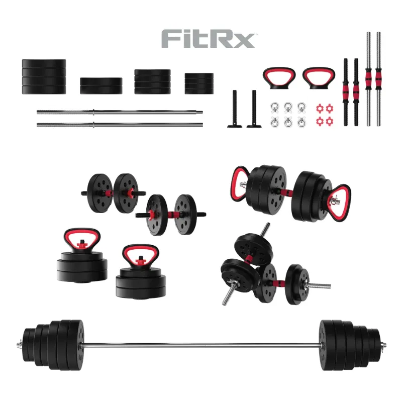 Photo 1 of **MISSING WEIGHTS - FitRx 5-in-1 SmartBell Gym Interchangeable Adjustable Dumbbells, Kettlebells and Barbell Weight Set, 100 Lbs., Black