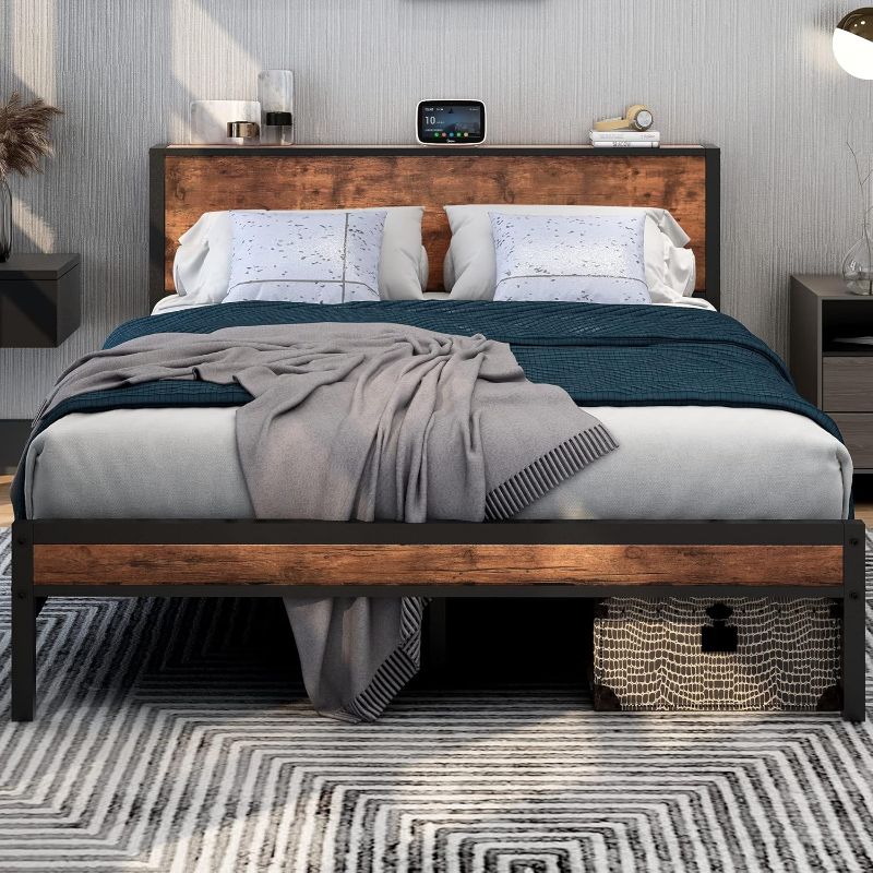 Photo 1 of **see notes* 
DUMEE Queen Bed Frame with Wood Headboard, Metal Bed Frame, Heavy Duty Bed Frame Queen  ***(EXACT STOCK PHOTO UNAVAILABLE  PHOTO SHOWN SIMILAR)***