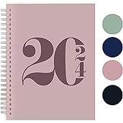 Photo 1 of 14 of Rileys 2024 Weekly Planner - Typographic Annual & Monthly Agenda Planner, Flexible Cover, Notes Pages, Twin-Wire Binding (8 x 6 inch, Pink)
