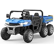 Photo 1 of 24V 2 Seater Ride On Dump Truck with Remote Control, Electric UTV Car with Electric Dump Bed, 4WD Power Ride Cars W/6 Wheels Ride On Toys for Boys Girls (Blue)
