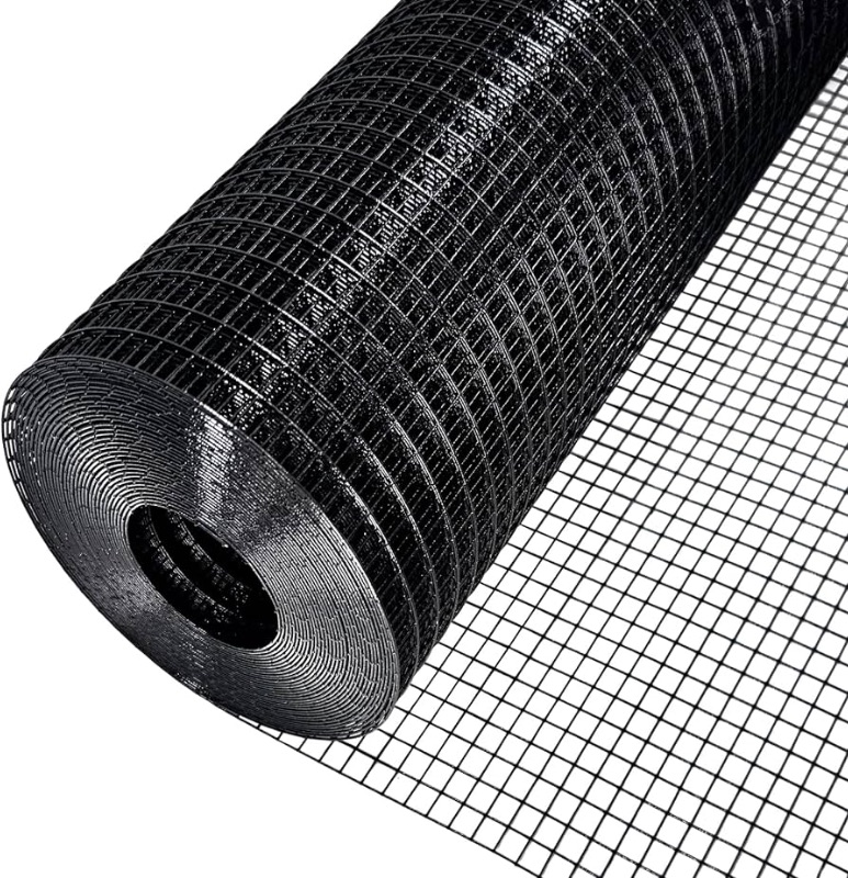 Photo 1 of Black Hardware Cloth 48'' x 50' 1/2 inch Mesh 19 Gauge - PVC Coating Wire Mesh Rolls Vinyl Coated Wire Fence Roll Garden Fencing Chicken Run Mesh Screen