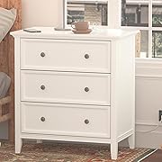 Photo 1 of IKENO Nightstand with 3 Drawers and Charging Station, Solid Wood Dresser Organizer for Bedroom
