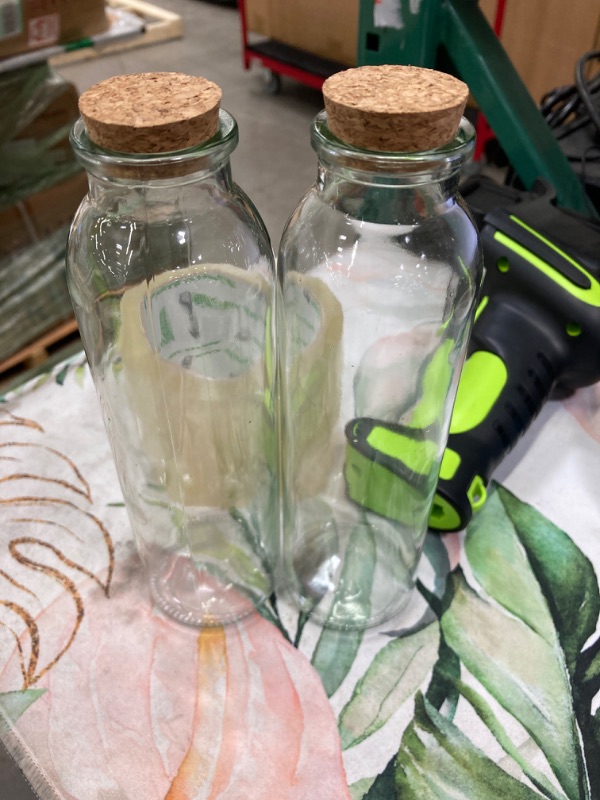 Photo 2 of Magic Season Decorative Glass Bottles with Cork Stoppers (12 fl oz. Round Bottles / 2 Pcs)
